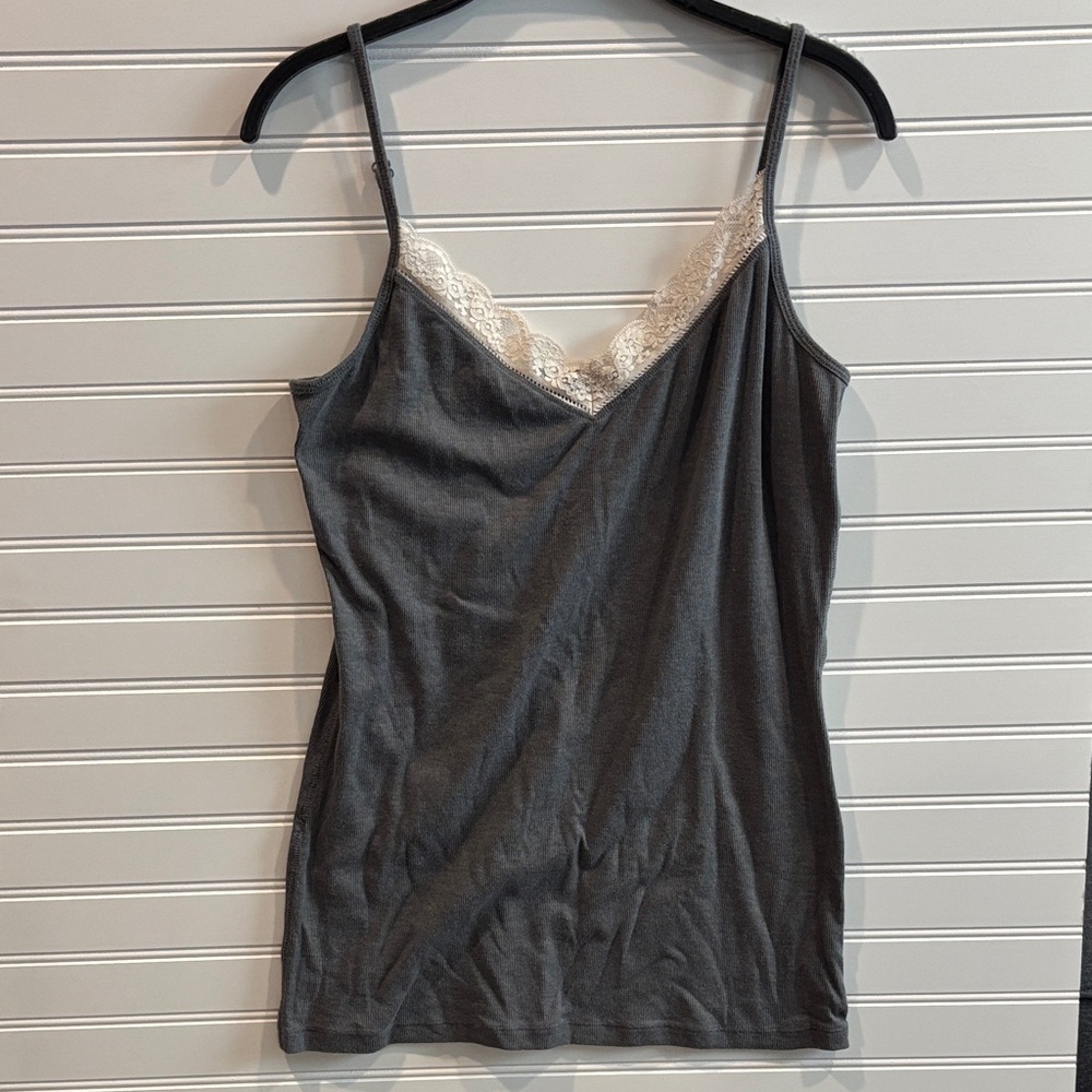 Old Navy Basic layer top Y2K Gray Lace Trim Cami Baby Doll Fairy Grunge XL